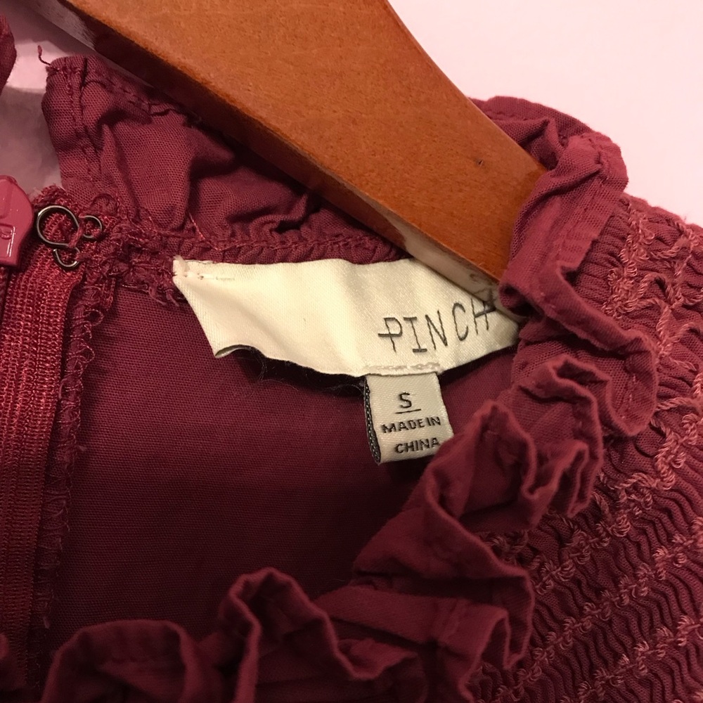 PINCH red ruffle yoke dress size small - Picture 2 of 3